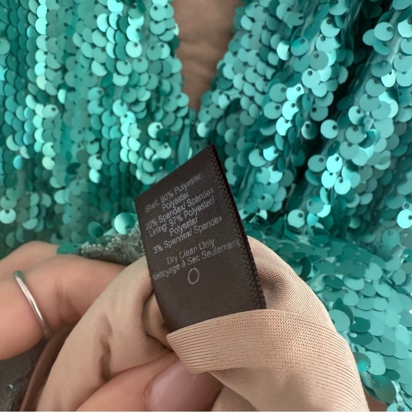 DRESS THE POPULATION Aqua Blue Sequin Sleeveless Kim Mini Party Dress XS - Picture 5 of 11